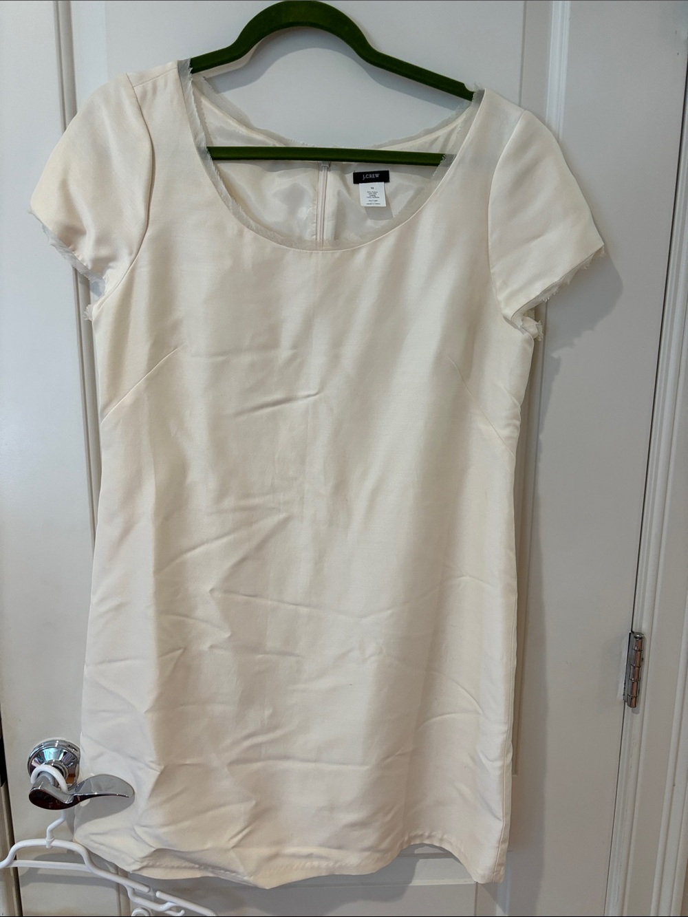 J. Crew Cream Short Sleeve Scoop Neck voile detailed dress